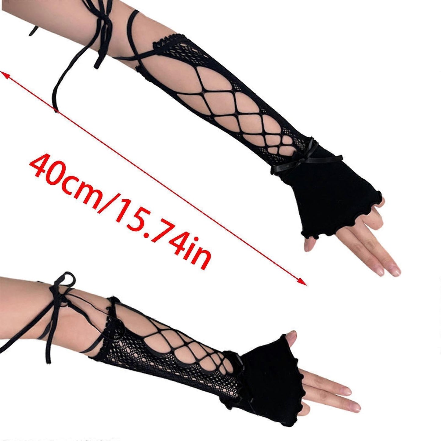 2000s Hollow Lace Up Arm Sleeves Summer Cooling Fashion White