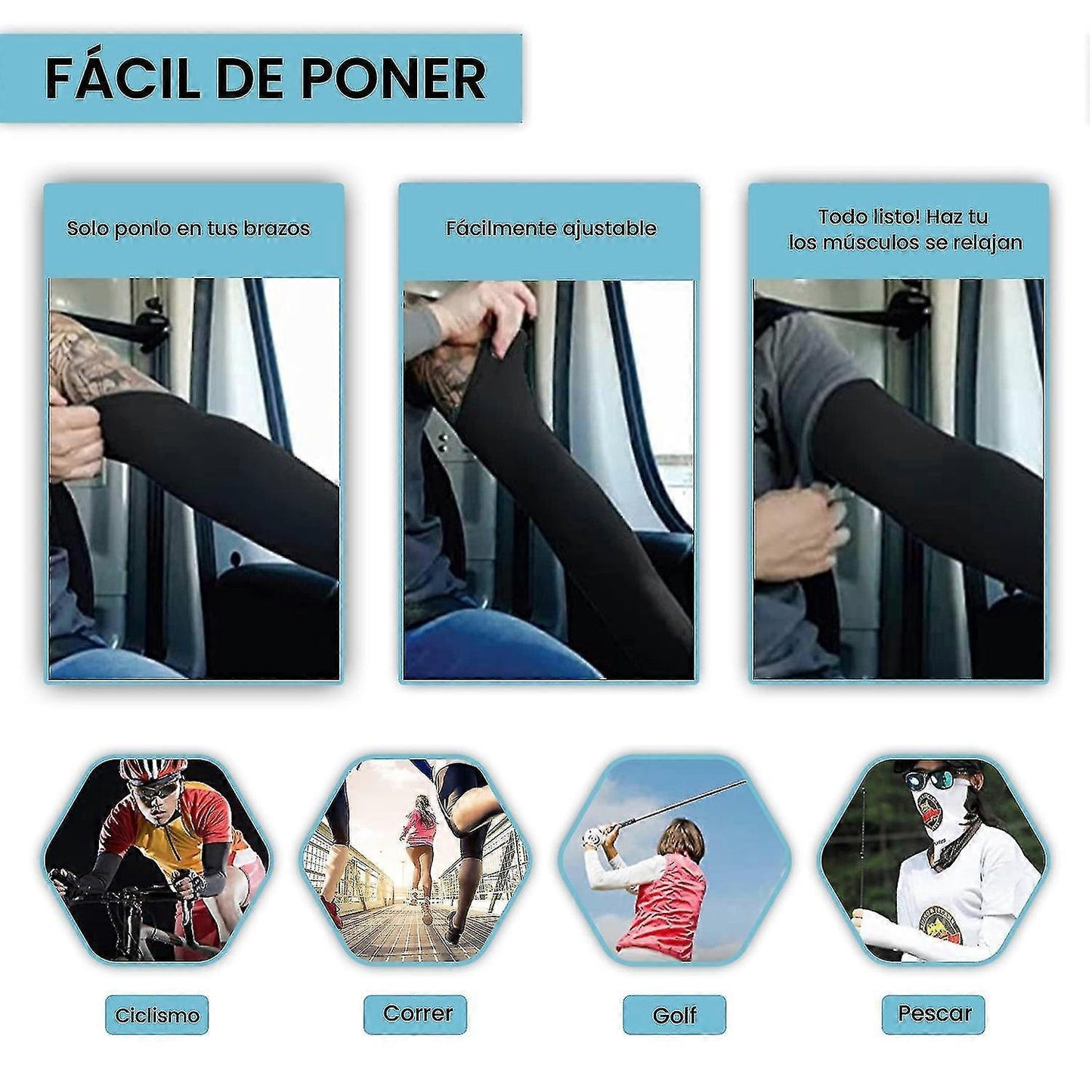 3 Pairs UV Protection Arm Sleeves for Men & Women Sun Shield
