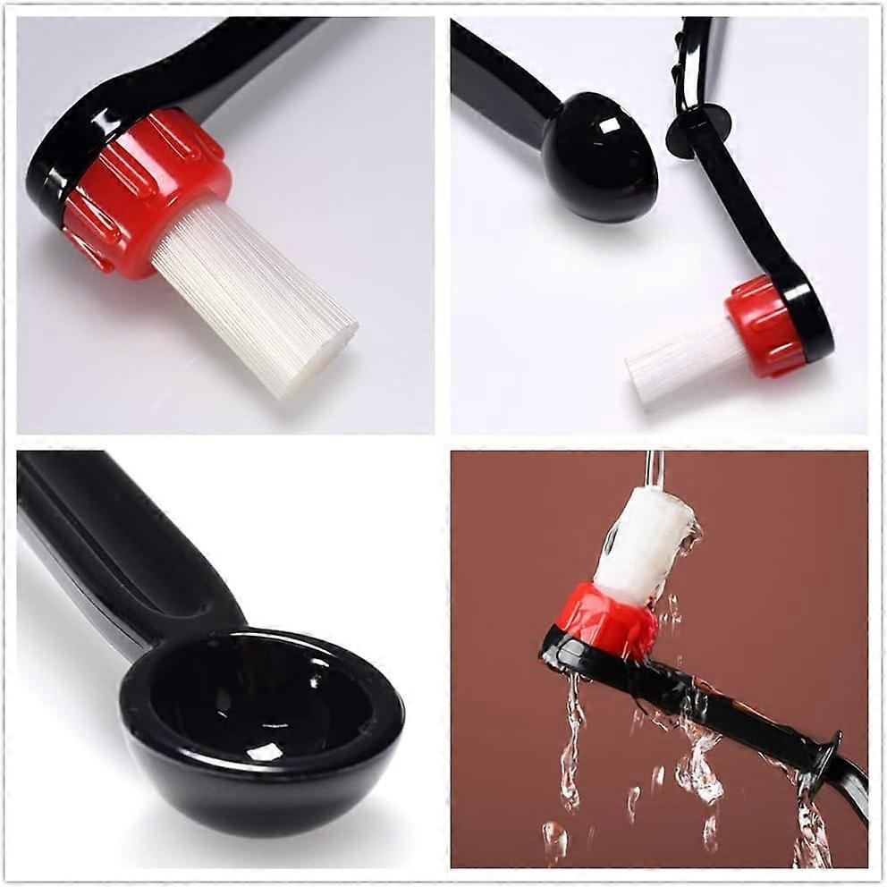 2Pcs Coffee Cleaning Brush with 2 Replaceable Nylon Heads Anti-Scald Handle