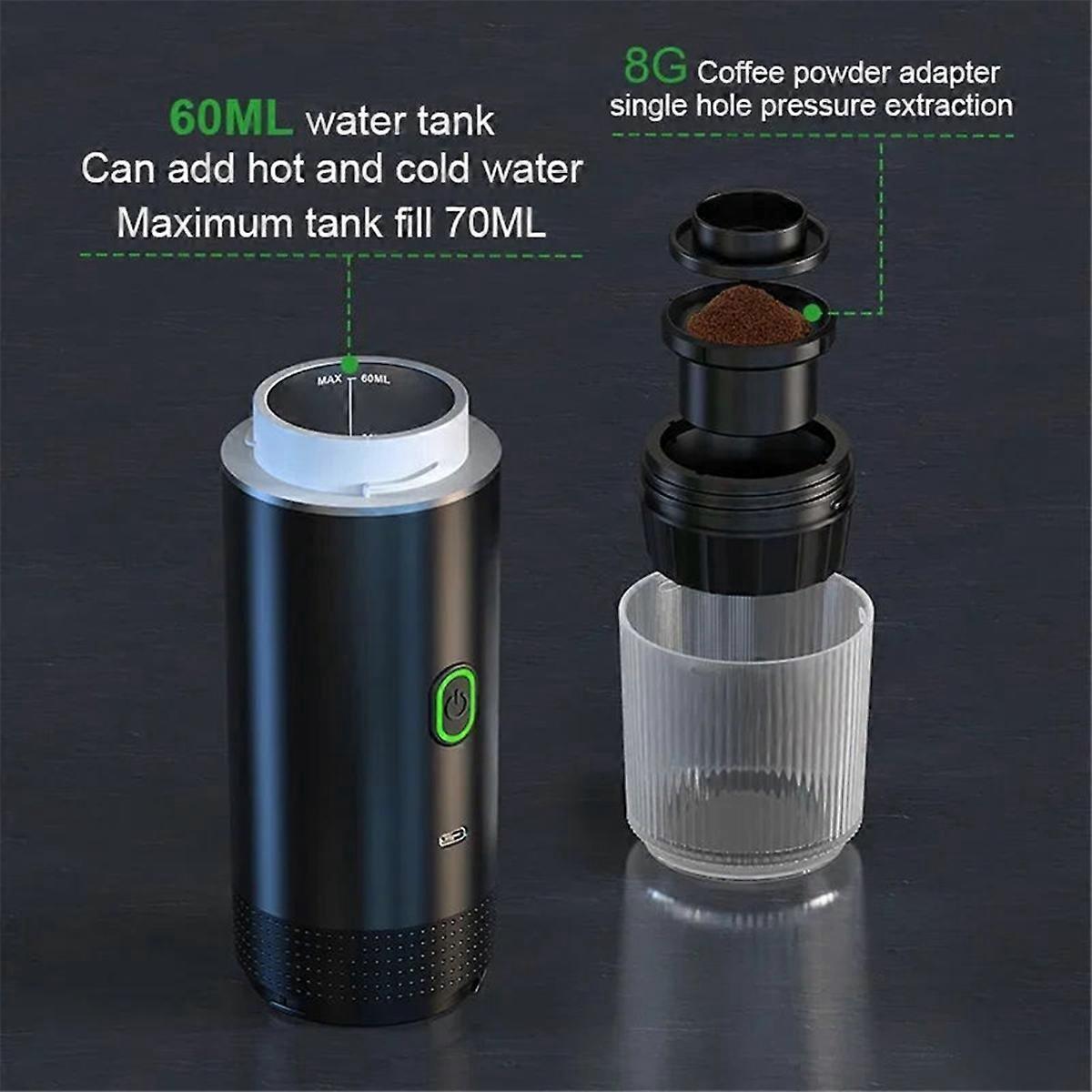 Wireless Portable Espresso Coffee Machine Capsule & Powder Travel Maker
