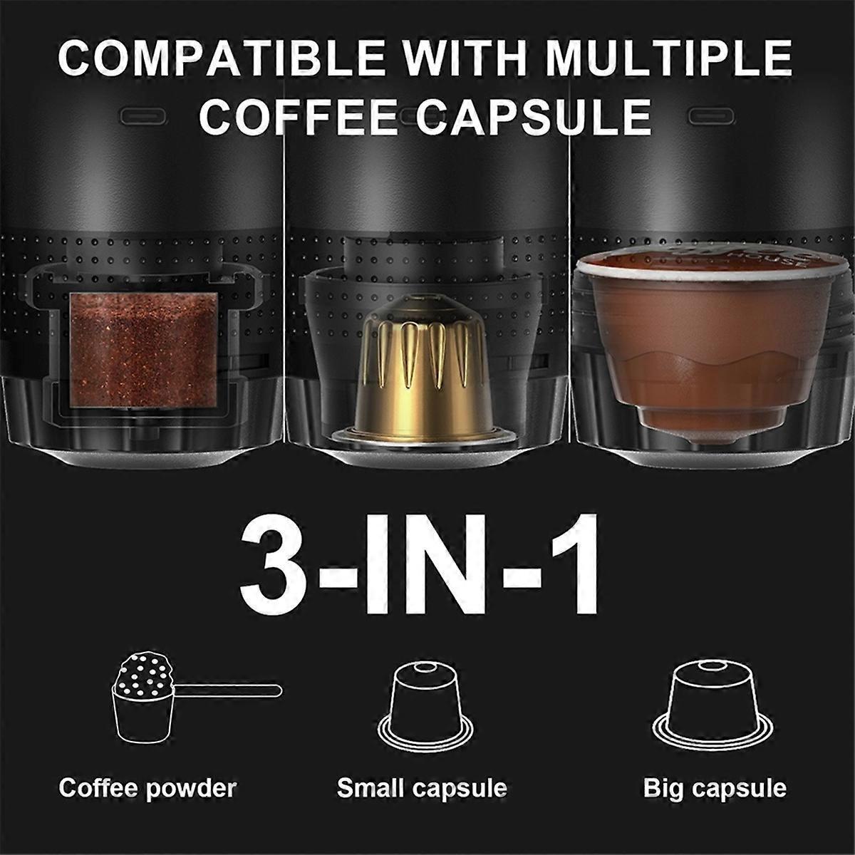 Wireless Portable Espresso Coffee Machine Capsule & Powder Travel Maker
