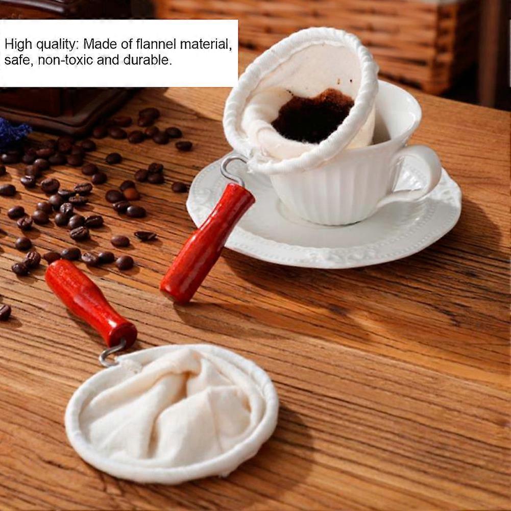 Cloth Coffee Filter Dripper Cotton Flannel with Wooden Handle 85mm