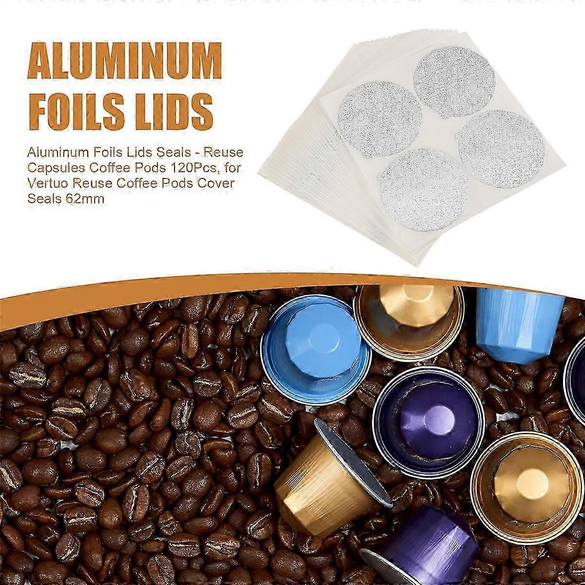 100Pcs Aluminum Foil Lids Seals for Reuse Vertuo Coffee Capsules Pods