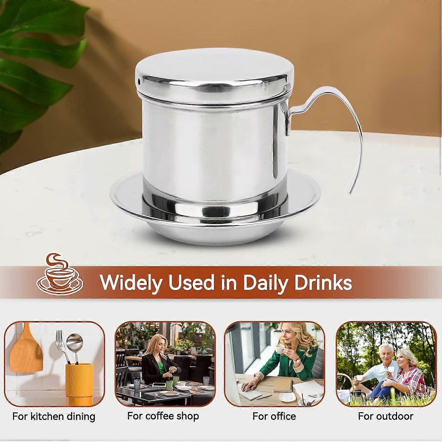Vietnamese Coffee Filter Stainless Steel Single Drip Coffee Maker Brewer