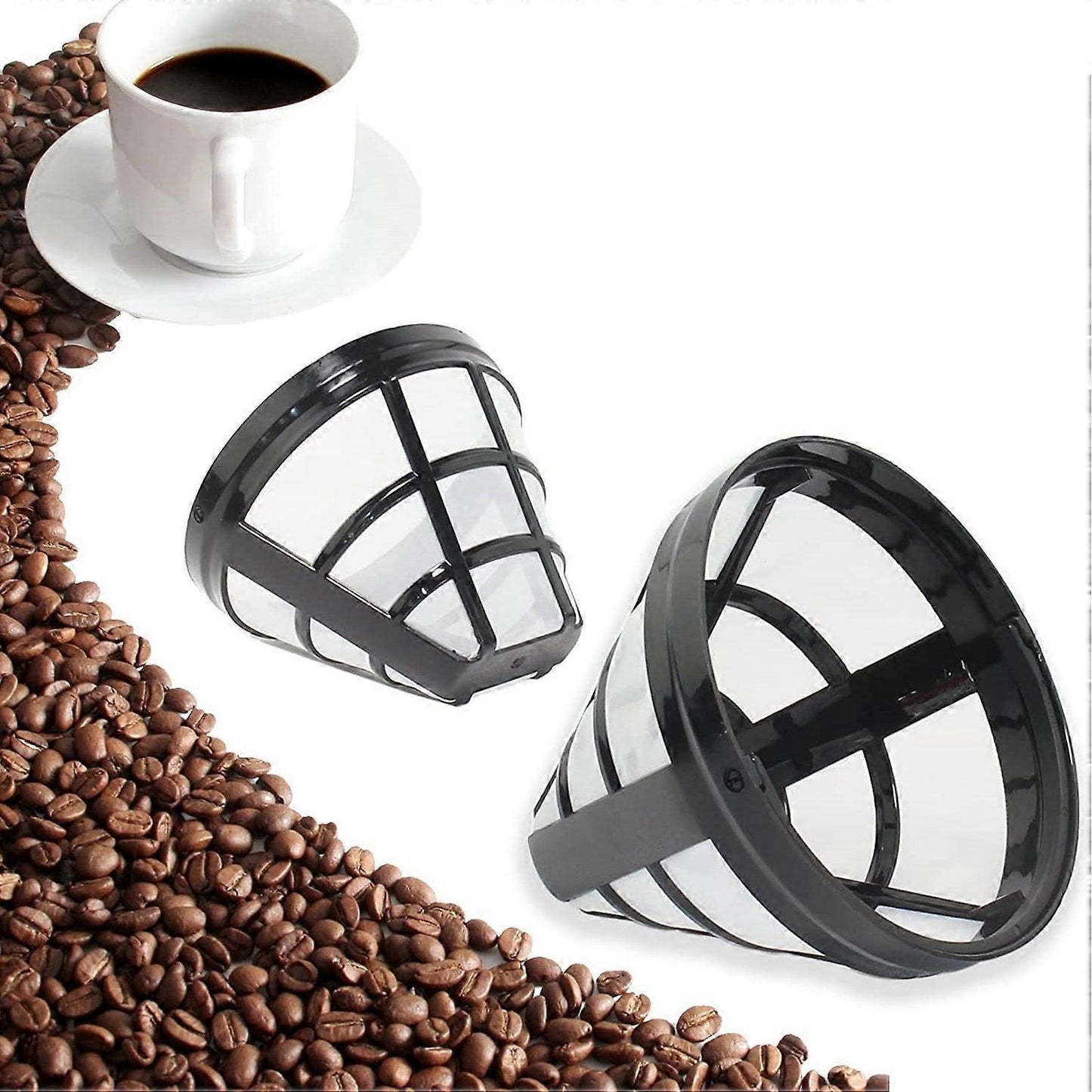2 Pack Reusable Coffee Maker Basket Filters No.4 Fit 8-12 Cup Drip Machines