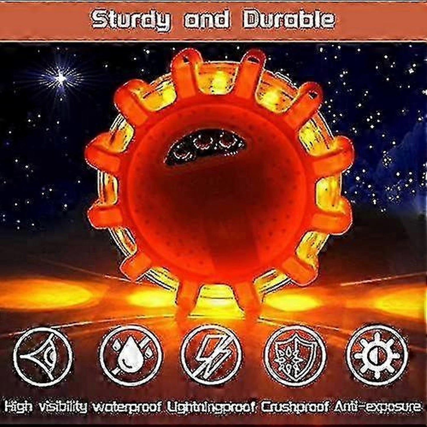 Roadside Emergency LED Flare Lights 4 Pack, Flashing Beacon Disc Warning Kit