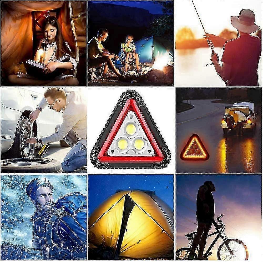 LED Emergency Warning Triangle, Portable USB Rechargeable 4 Light Modes