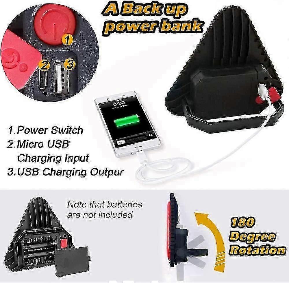 LED Emergency Warning Triangle, Portable USB Rechargeable 4 Light Modes