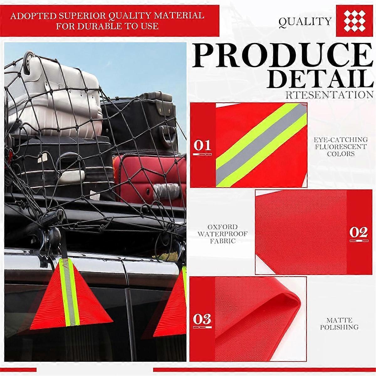 Security Tow Flag 4PCS, Red Reflective Warning Flags for Truck Trailer Loads