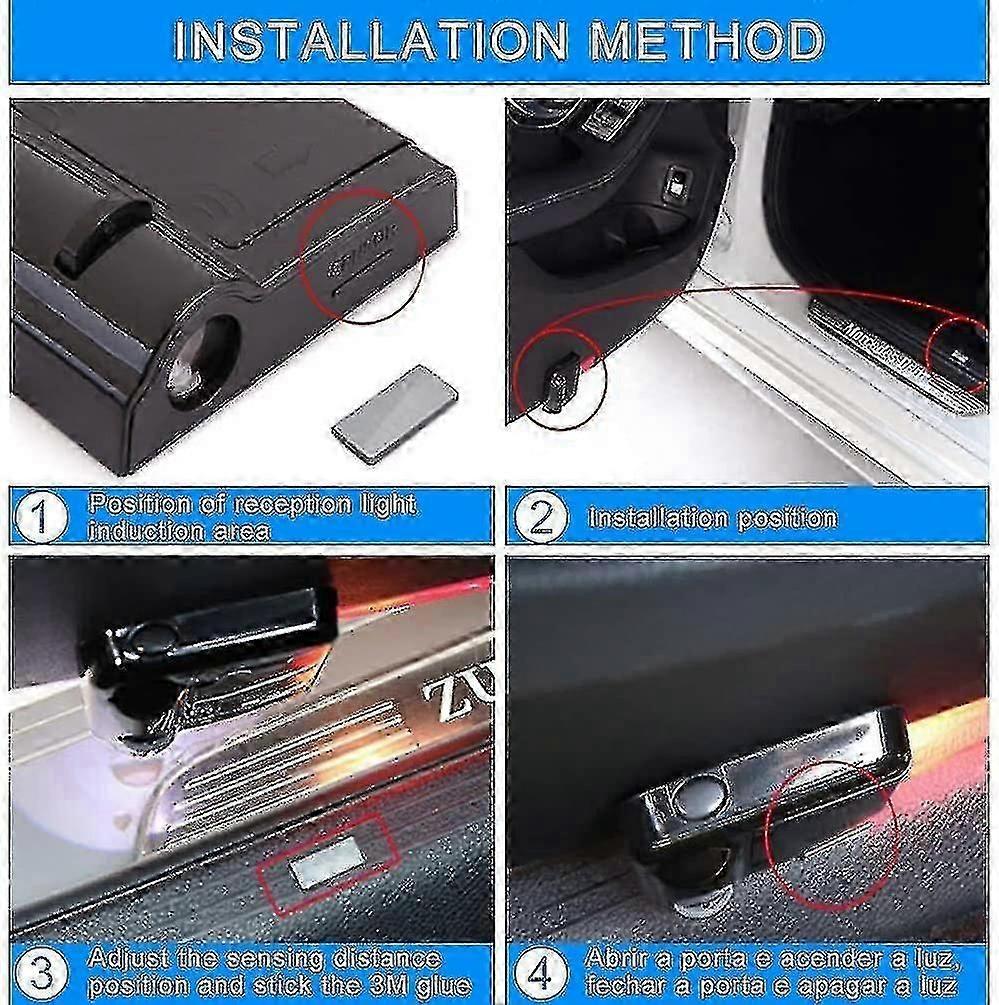 Wireless Car Door LED Logo Projector Lights 2PCS, Universal Courtesy Door Lamp
