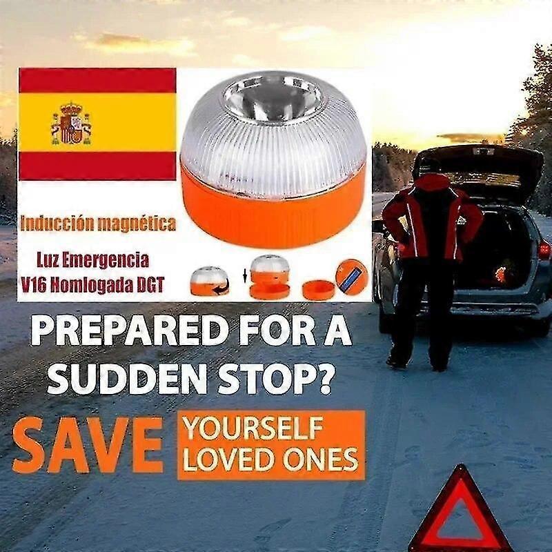 V16 Homologated Emergency Beacon Light, Rechargeable LED Warning Lamp