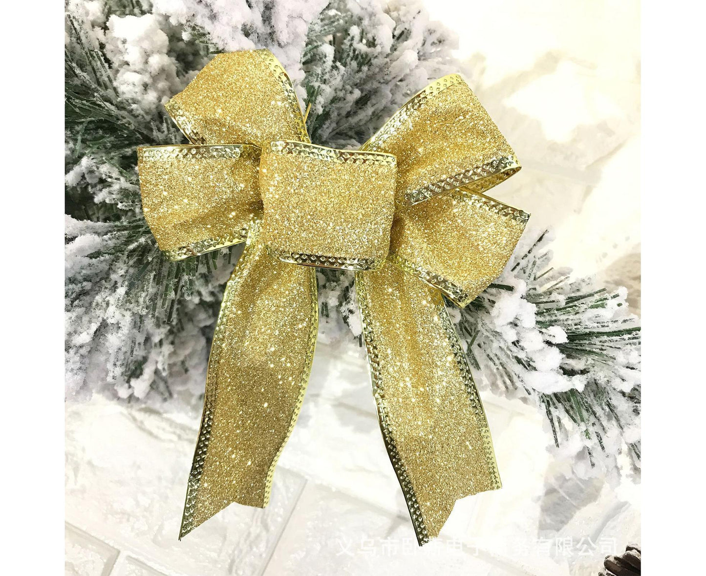 10Pcs Christmas Bows Party Supplies-Golden