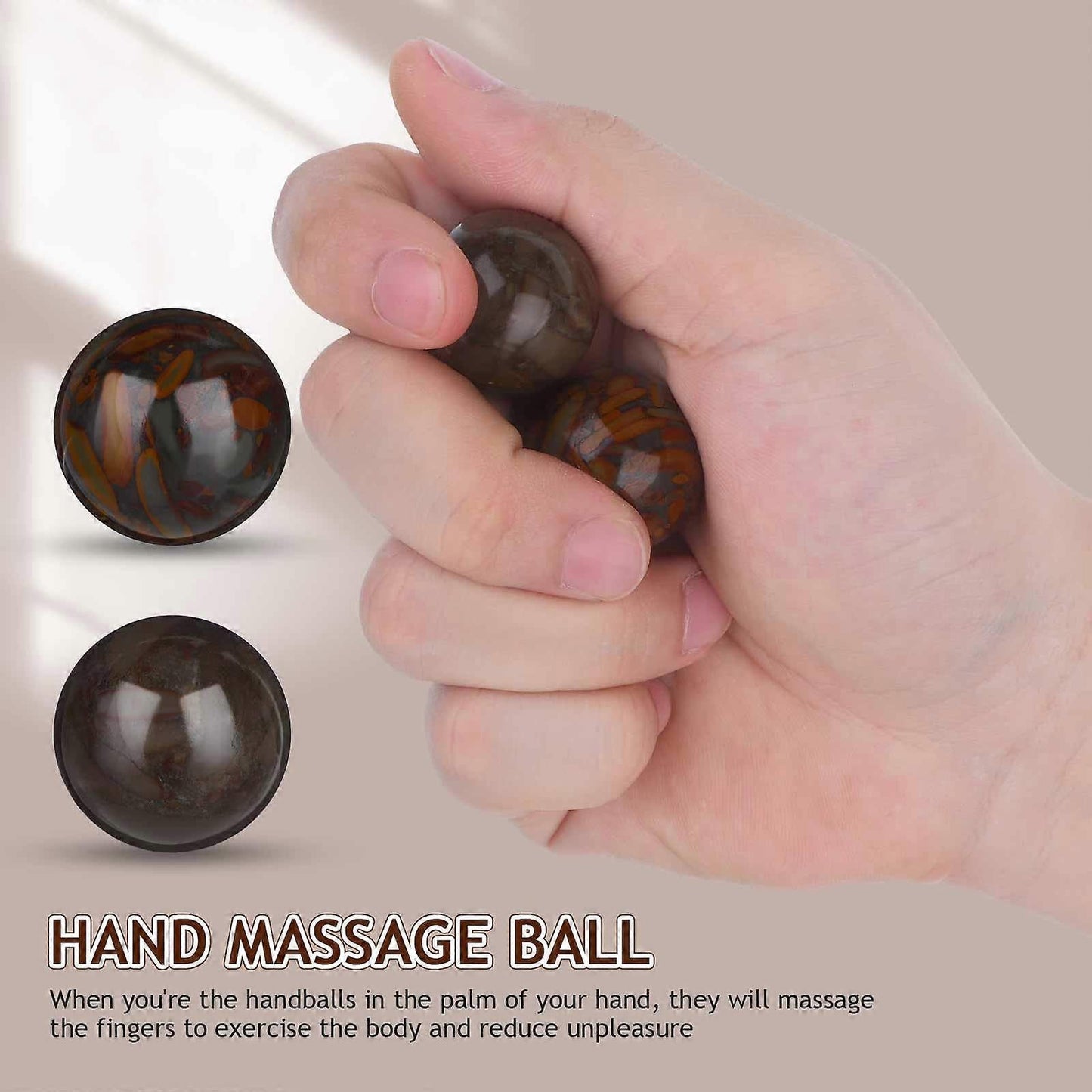 Stone Hand Massage Balls 2PCS, Small Rolling Hand Therapy Balls