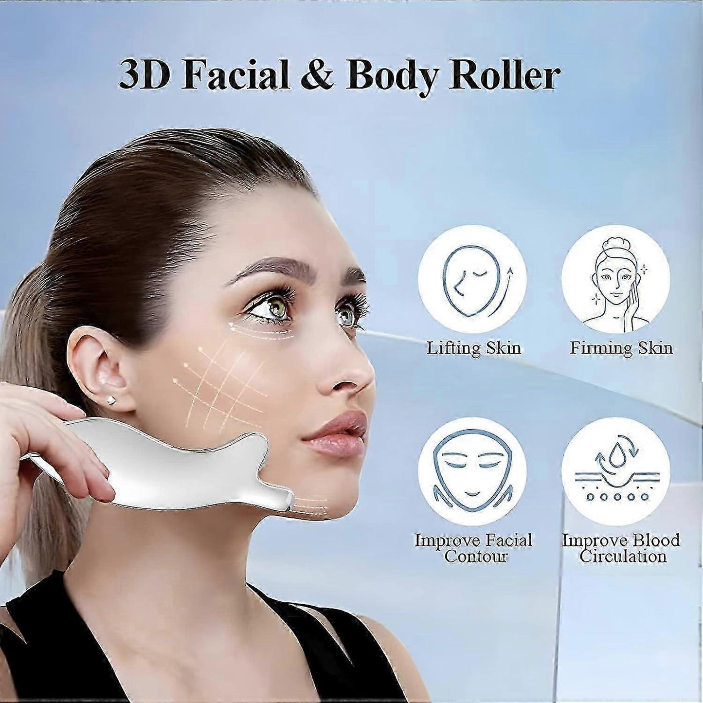 Portable 3D Alloy Fish-Shaped Roller Guasha Tool, Body Massage Device - M