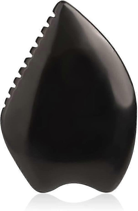 Bian Stone Facial Guasha Comb, Face Massage Scraping Tool, Black (1pc)