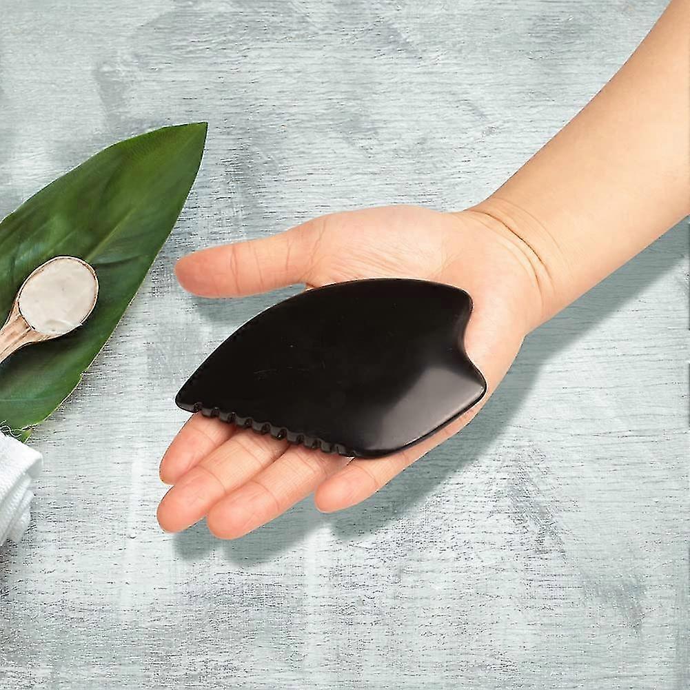 Bian Stone Facial Guasha Comb, Face Massage Scraping Tool, Black (1pc)