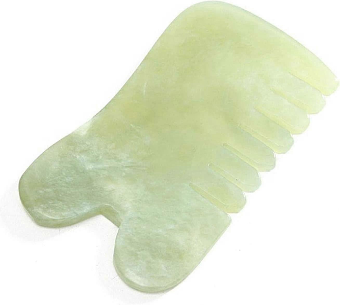 Natural Jade Stone Guasha Massage Comb, Acupuncture & Trigger Point Neck Therapy Tool