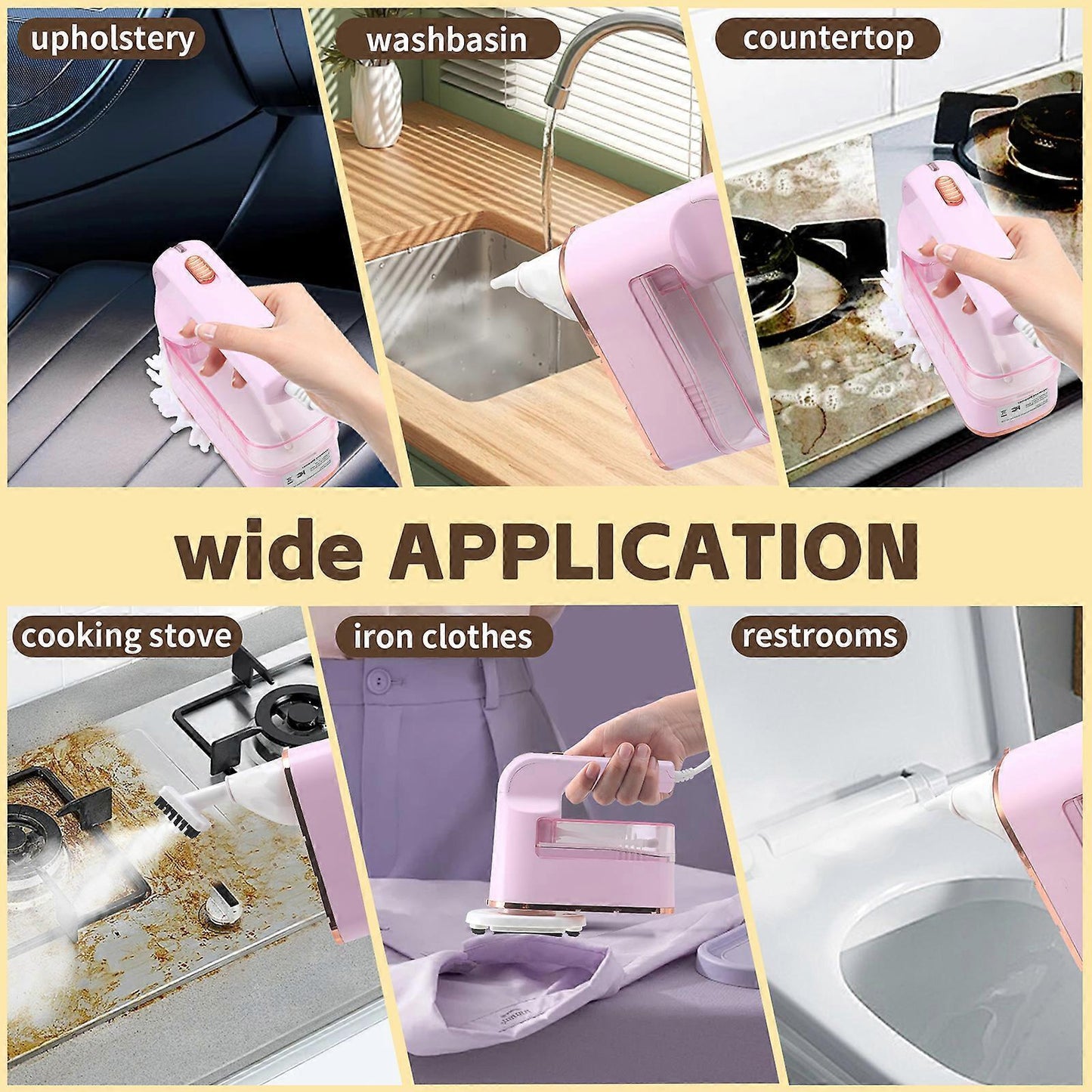 Multifunctional Handheld Steamer for Clothes Furniture Carpet with 9.8ft Hose