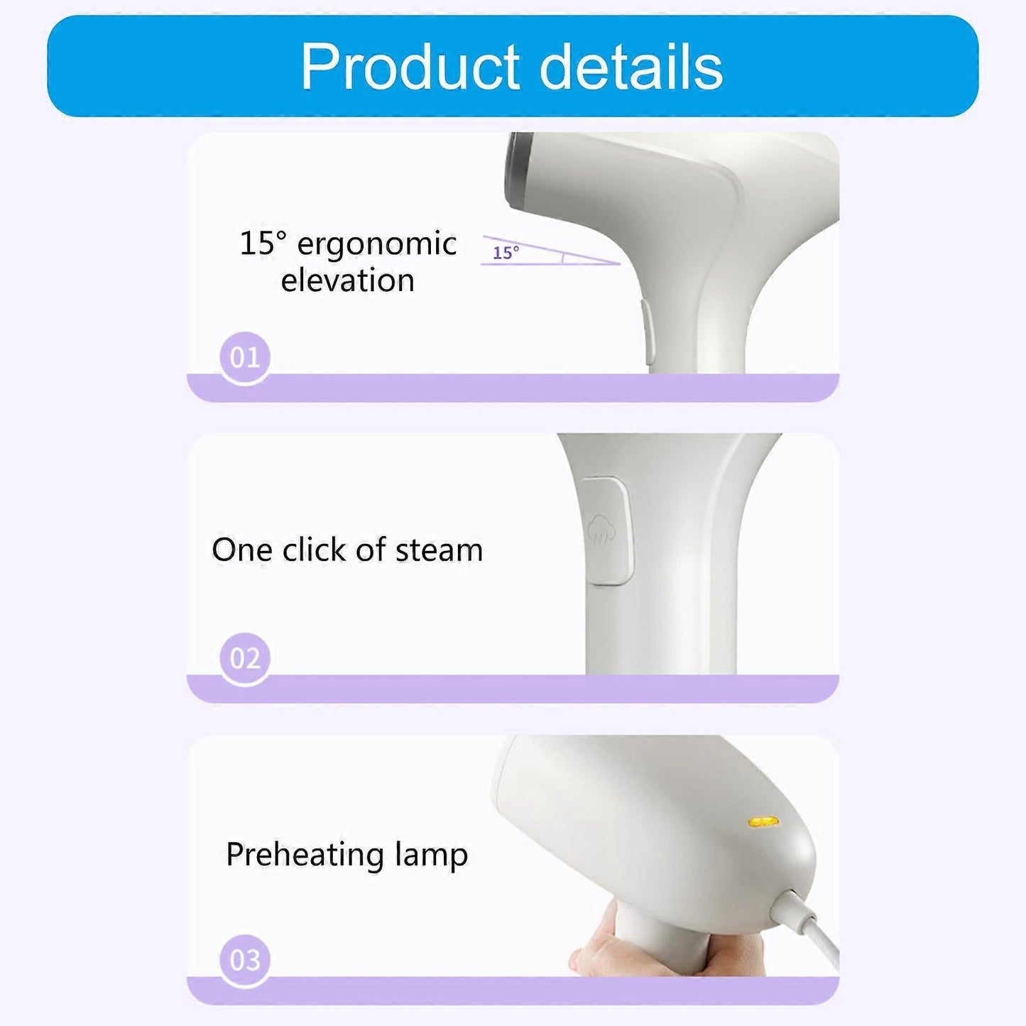 Stainless Steel Handheld Fabric Steamer Portable Travel Clothes Steamer White