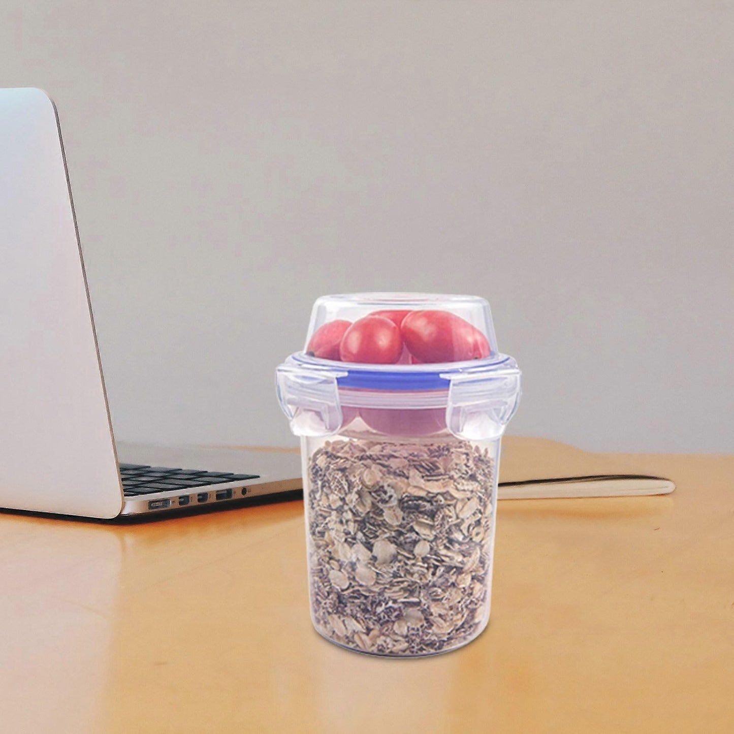 2pcs Double Layer Overnight Oats Containers Breakfast Salad Cups Leakproof