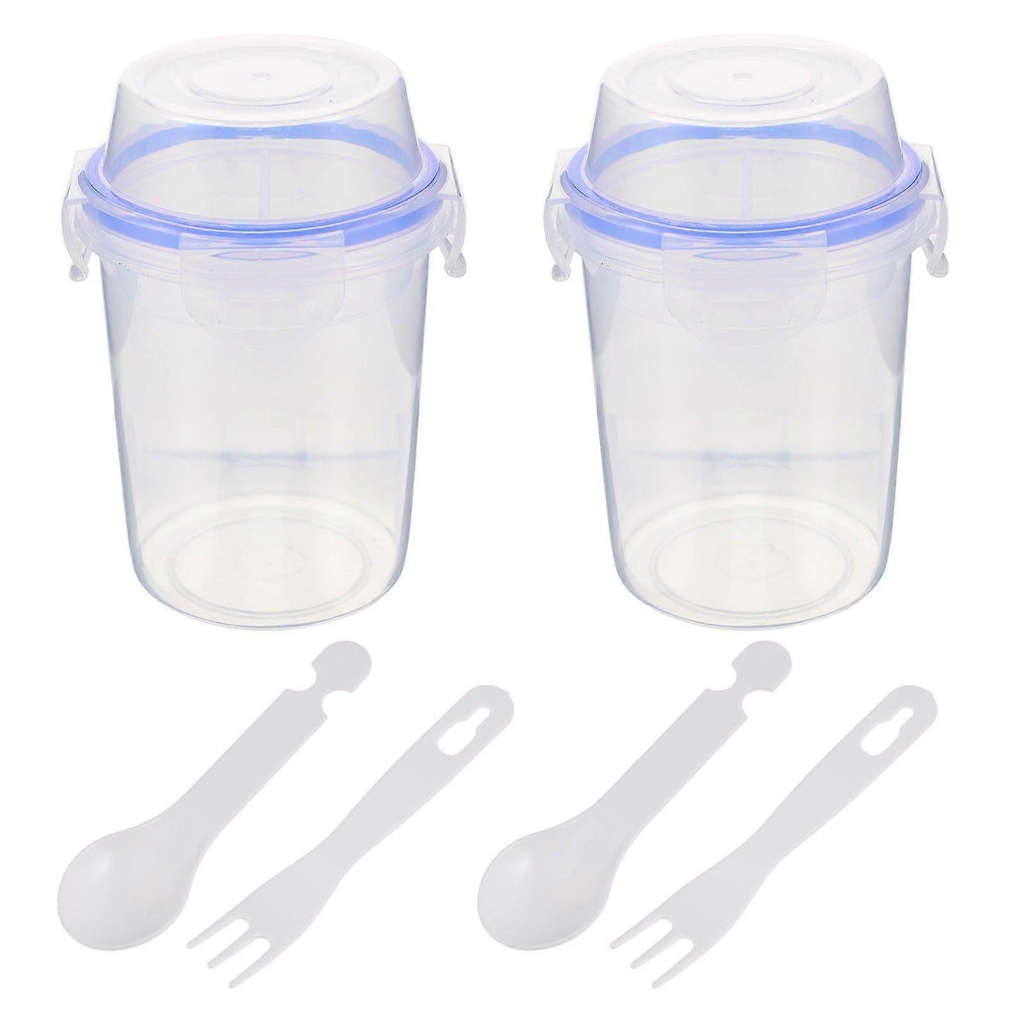 2pcs Double Layer Overnight Oats Containers Breakfast Salad Cups Leakproof