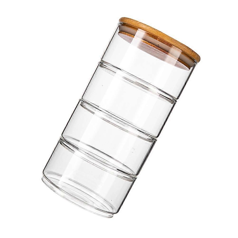 4pcs Stackable Glass Jars with Lid Storage Bowls for Fruit Salad Family Use