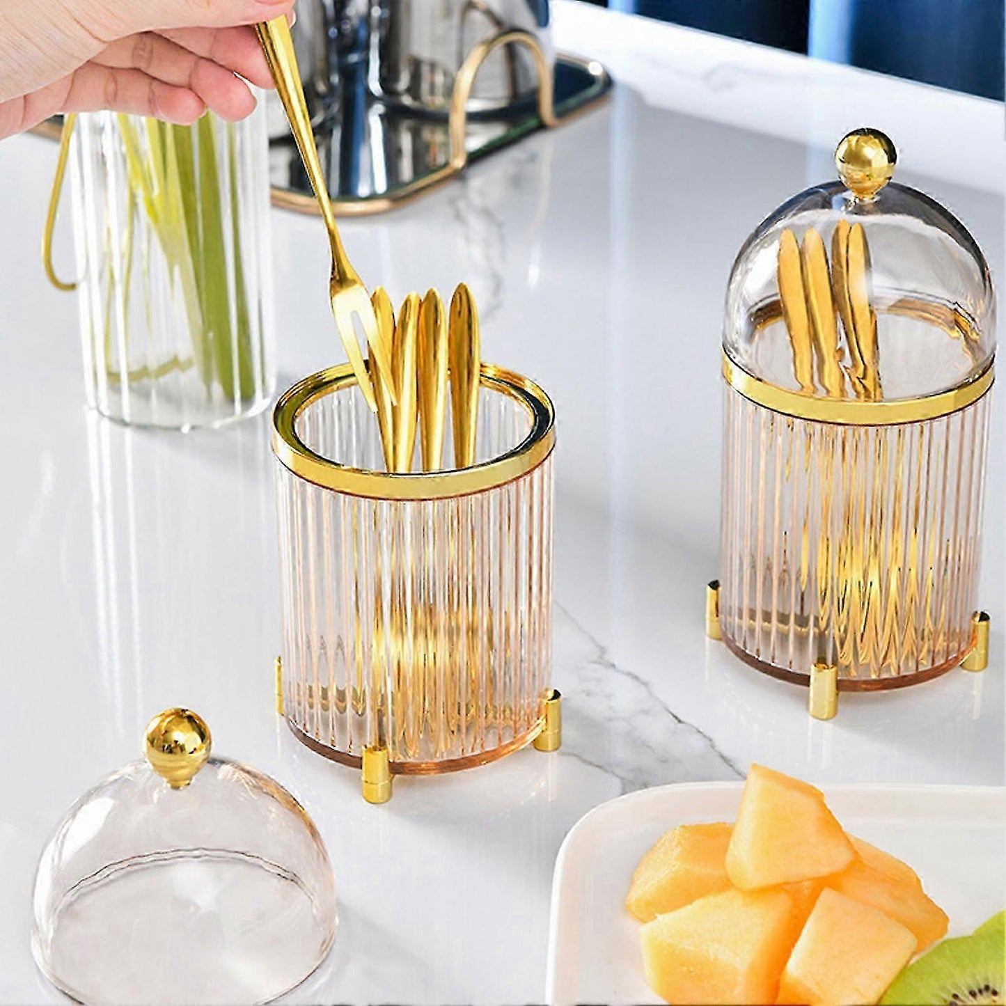 10pcs Stainless Steel Mini Forks Set with Storage Jar for Dessert & Salad