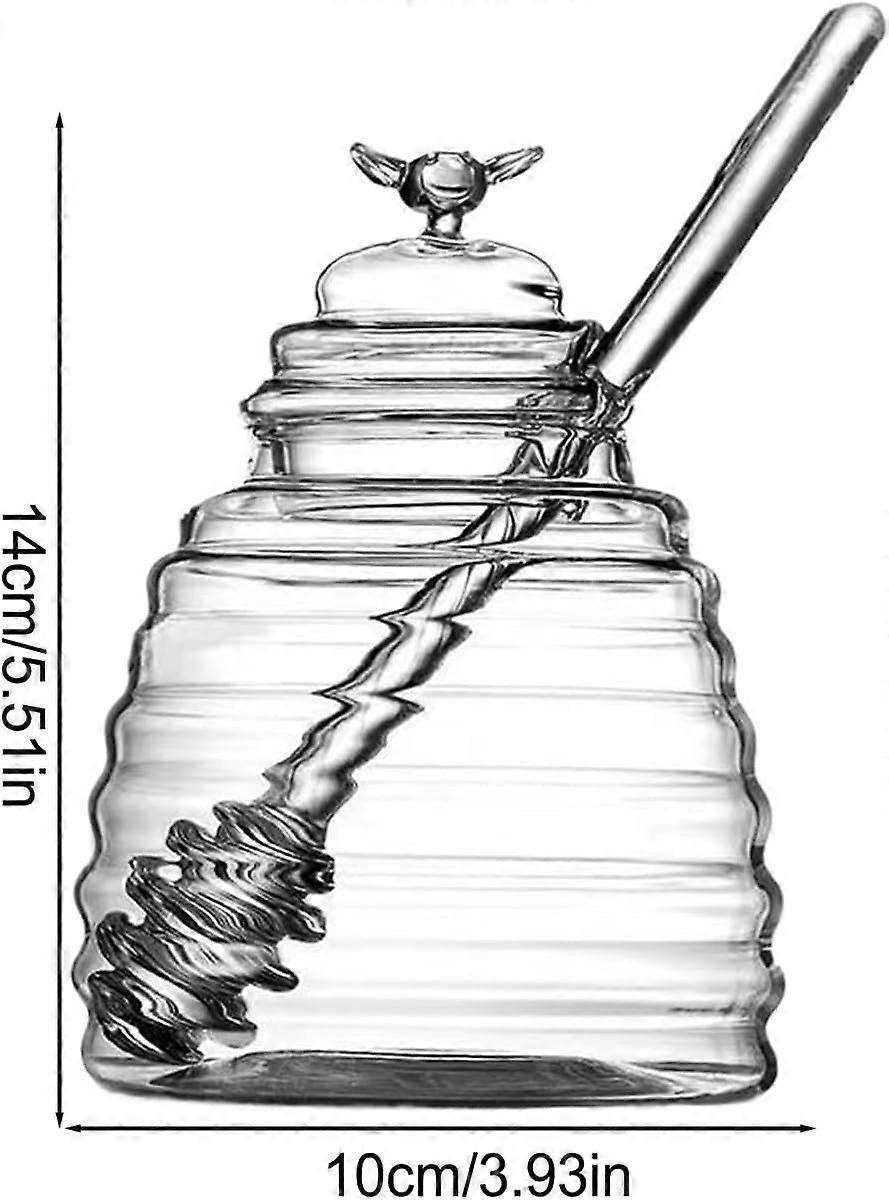 Honey Dispenser with Storage Jar Transparent Container for Syrup & Salad Dressing