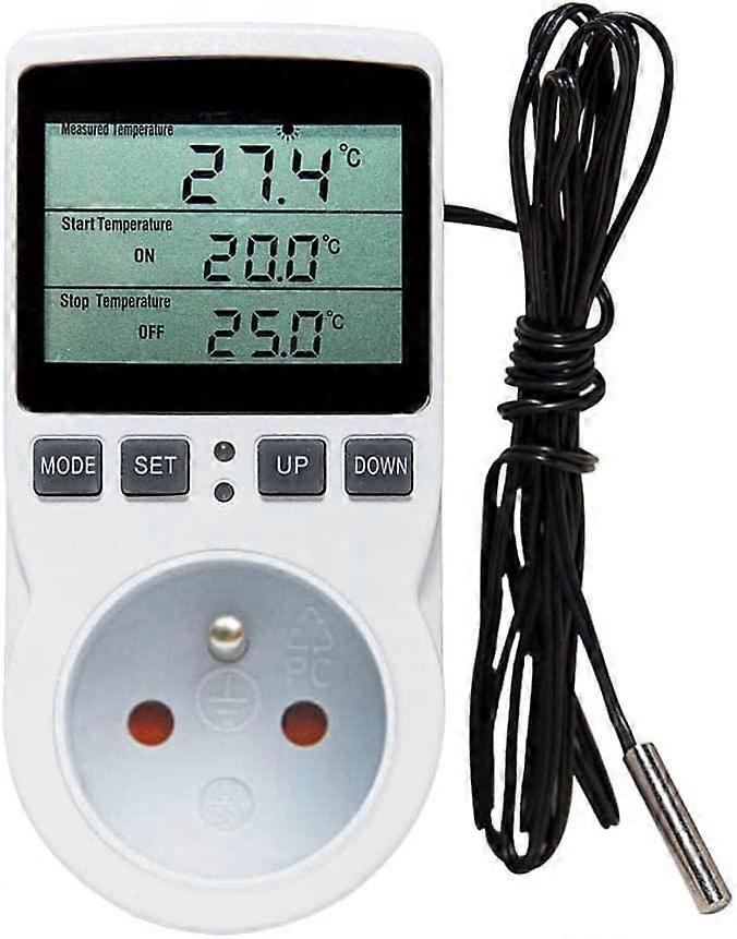 Heating Thermostat Socket Timer with Sensor LCD Display for Aquarium Greenhouse Incubator