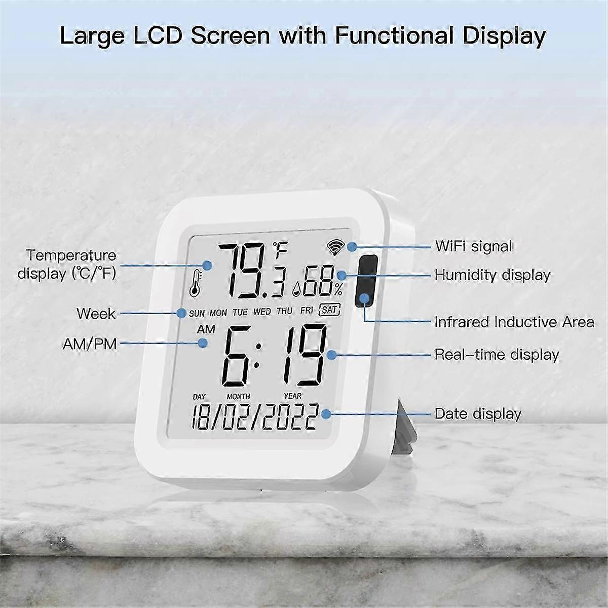 Temperature & Humidity Sensor LCD Display Infrared Sensing Backlight Screen