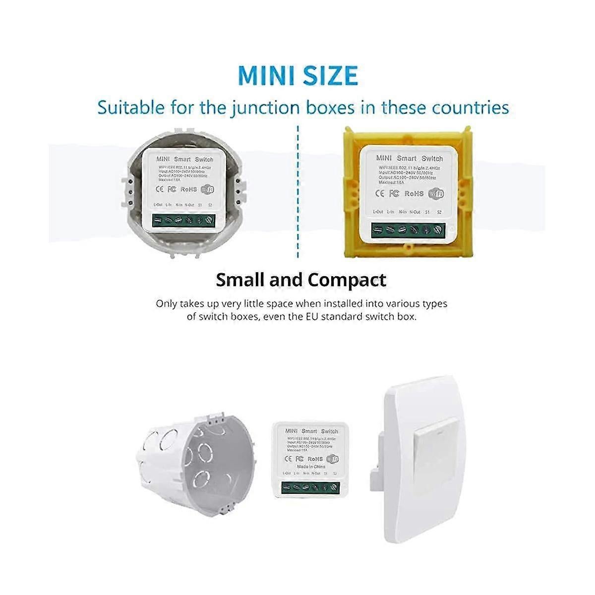 Mini Smart WiFi Relay Switch DIY Timer Light Control Module Compatible with Smart Life App
