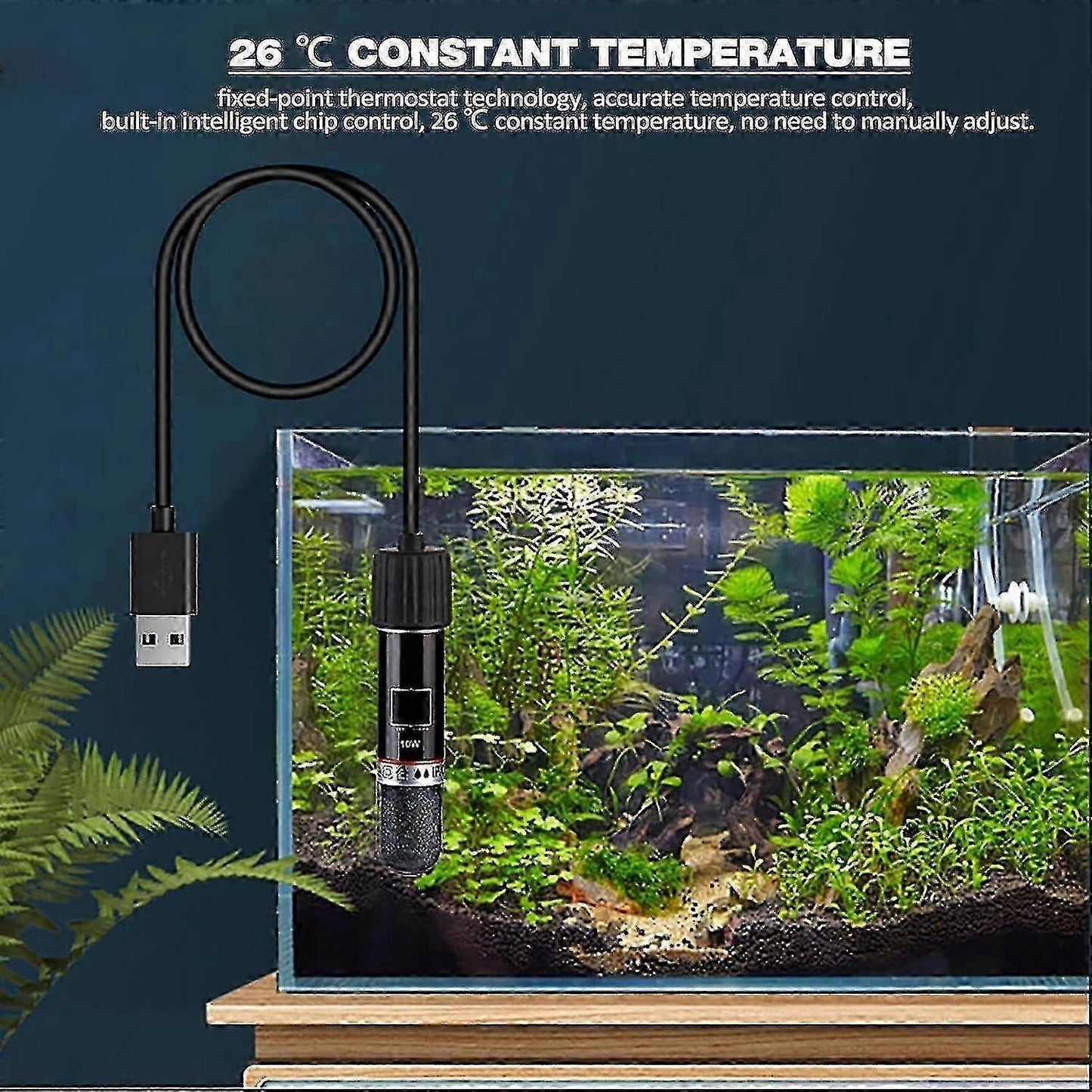 Mini USB Aquarium Warmer 10W Thermostat Rod Rechargeable Compact Heating Tool