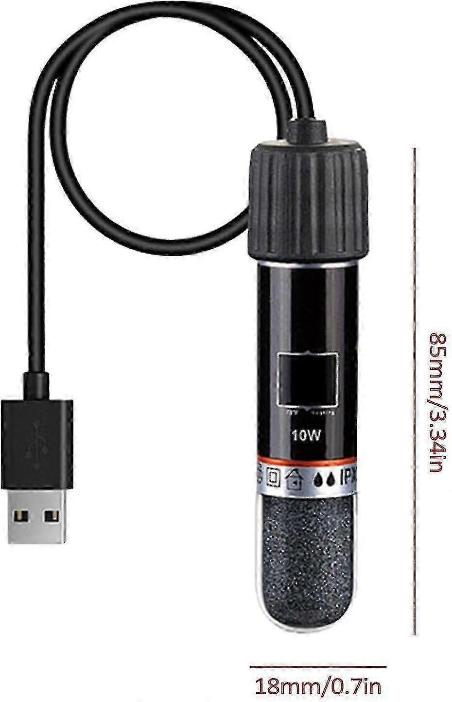 Mini USB Aquarium Warmer 10W Thermostat Rod Rechargeable Compact Heating Tool