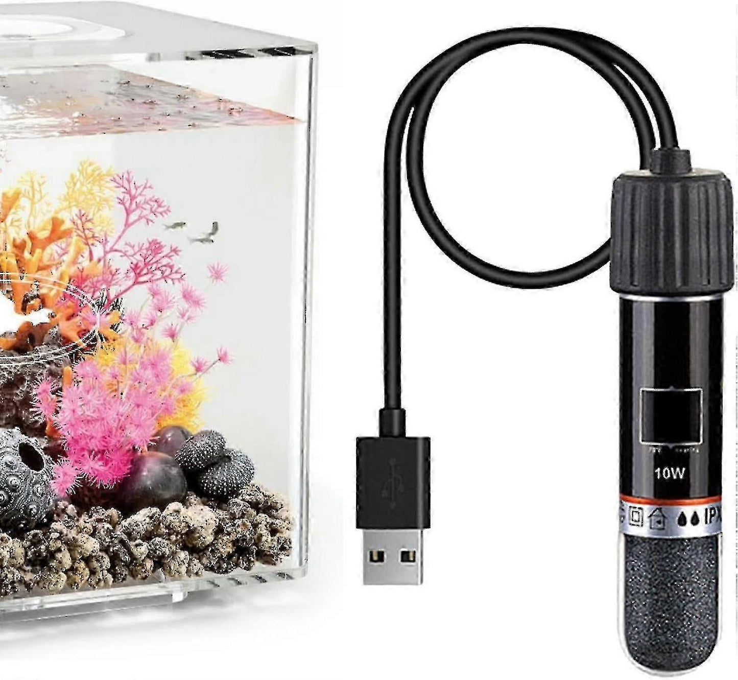 Mini USB Aquarium Warmer 10W Thermostat Rod Rechargeable Compact Heating Tool