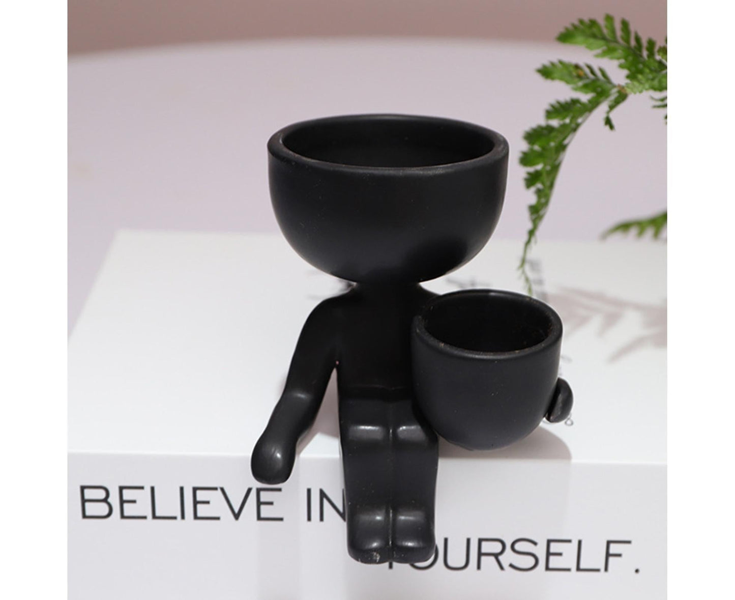 Glazed Flower Vase Simple Shatterproof Humanoid Design Flower Container Gardening Tools- 4