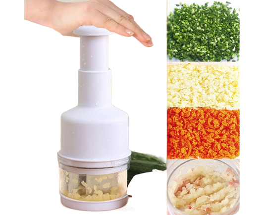 Garlic Grater Manual Multifunctional Stainless Steel Garlic Onion Food Chopper for Kitchen-White