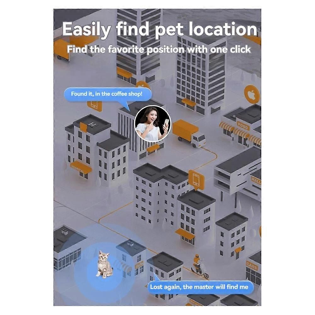 Dog Tracker with Collar - White Circular, No Monthly Fee, for iOS/Android