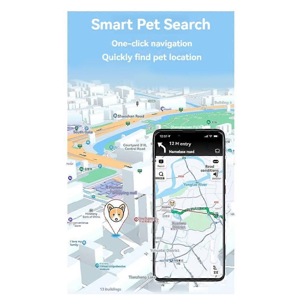 Dog Tracker with Collar - White Circular, No Monthly Fee, for iOS/Android