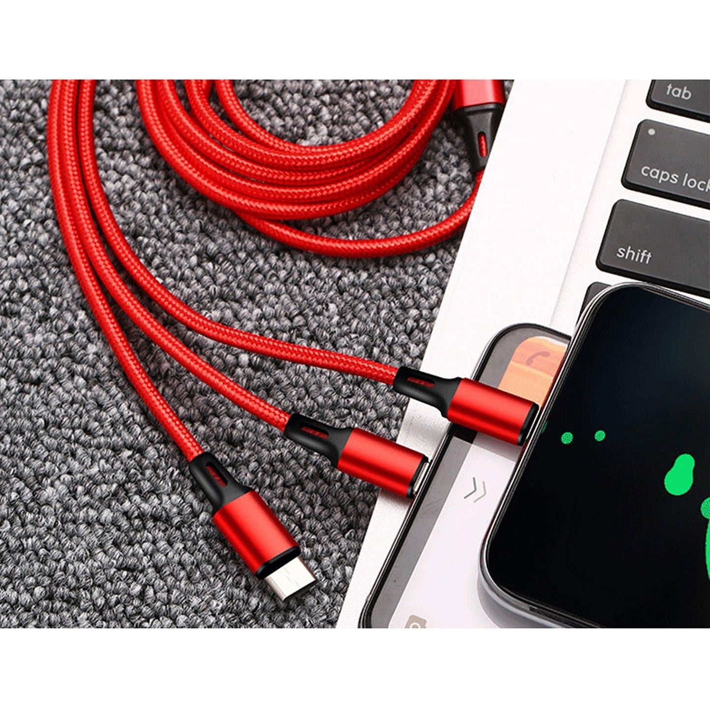 3-in-1 Multi USB Charger Cable for Micro USB Type C and Apple Devices
