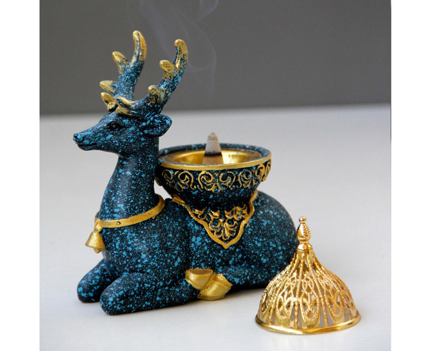 Marble Reindeer Incense Holder-Dark Blue