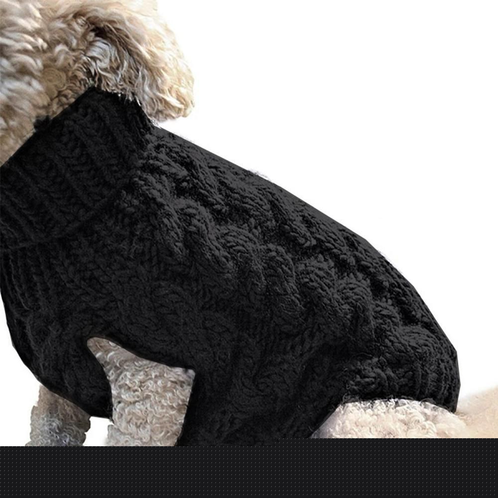 Pet Dog Sweater Pet Turtleneck Knitting Sweater Winter Warmer Clothes Pet Pullover Knitwear - Black