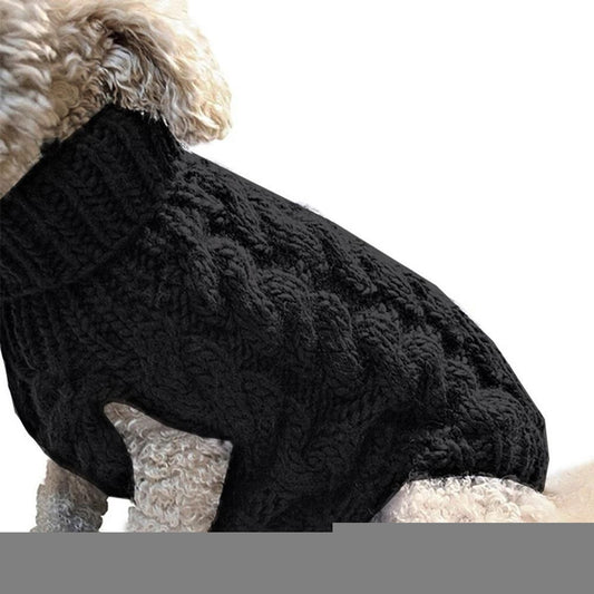 Pet Dog Sweater Pet Turtleneck Knitting Sweater Winter Warmer Clothes Pet Pullover Knitwear - Black