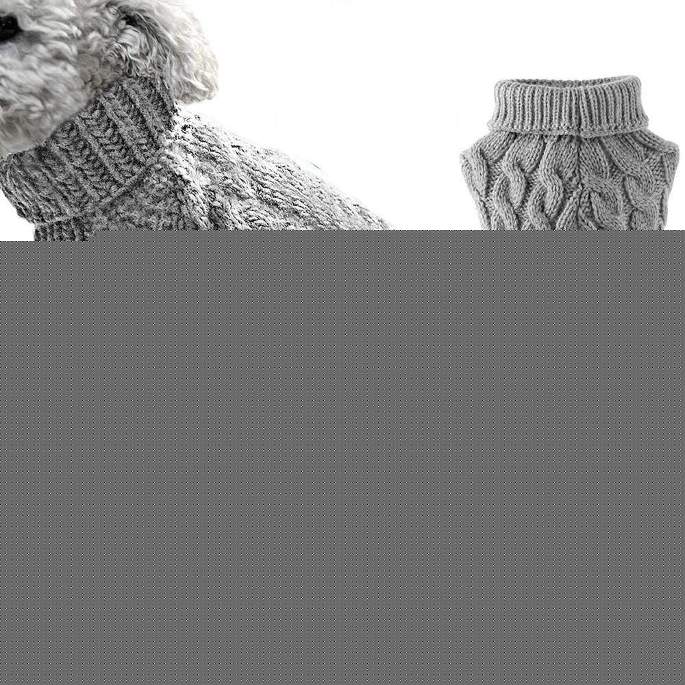 Pet Dog Sweater Pet Turtleneck Knitting Sweater Winter Warmer Clothes Pet Pullover Knitwear - Black