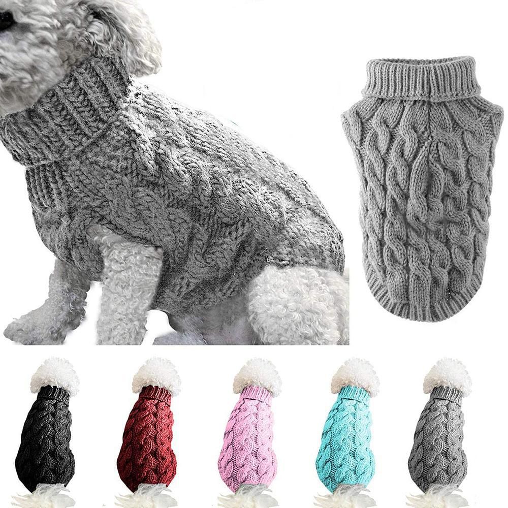 Pet Dog Sweater Pet Turtleneck Knitting Sweater Winter Warmer Clothes Pet Pullover Knitwear - Blue