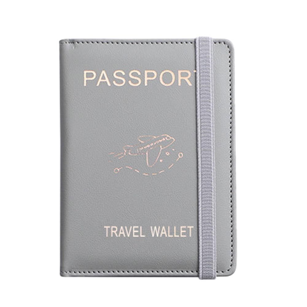 RFID Blocking Passport Holder Travel Passport Wallet Card Holder Gray