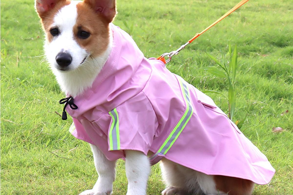 Pet Raincoat Outdoor Waterproof Dog Poncho for Small and Medium Dogs - Pink