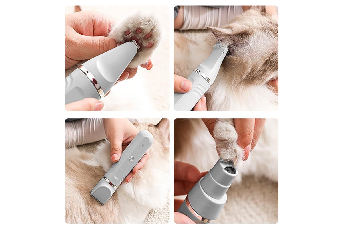 4-in-1 Dog Clipper Dog Grooming Kit with 4 Blade Heads -White
