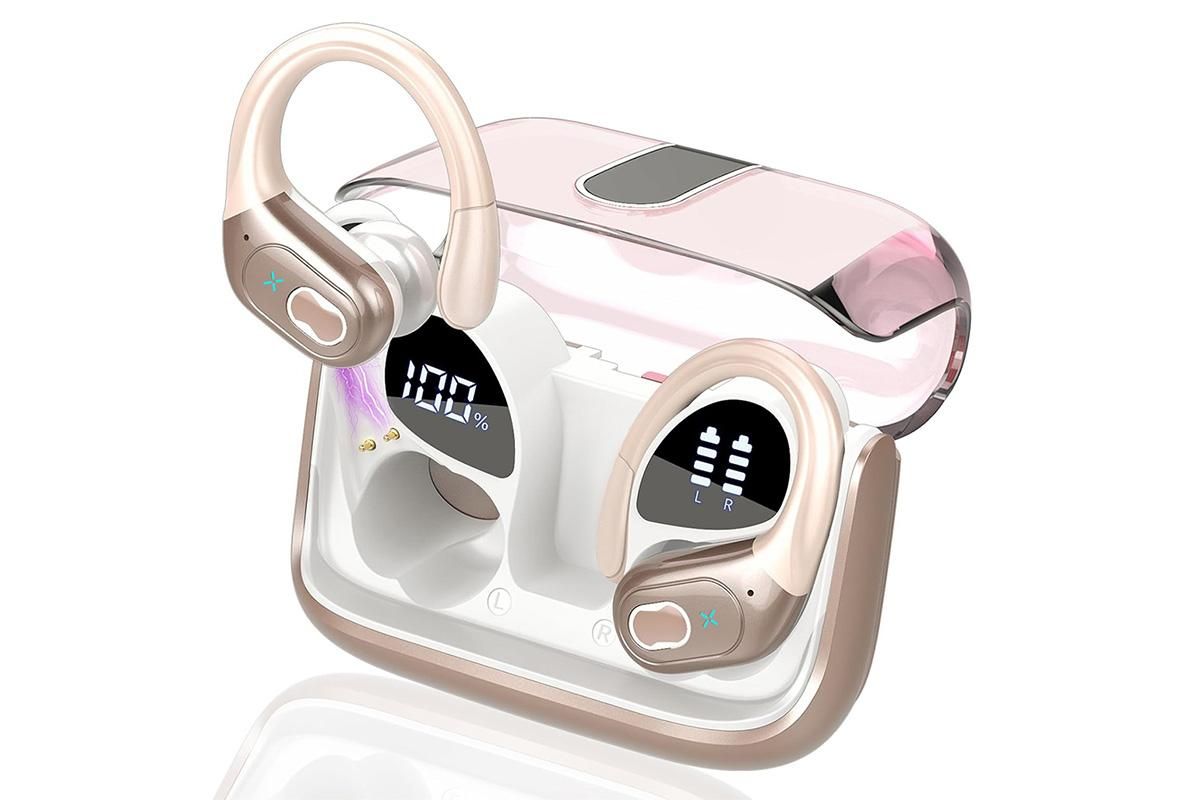 Wireless Bluetooth 5.4 Headphone Over Ear Bud IPX5 Waterproof Earphone for Sport Running - Rose Gold