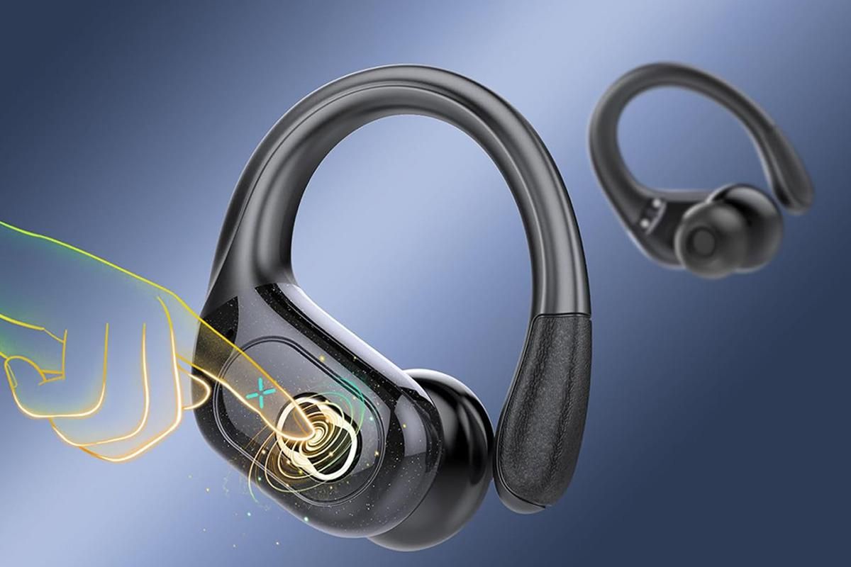 Wireless Bluetooth 5.4 Headphone Over Ear Bud IPX5 Waterproof Earphone for Sport Running - Black