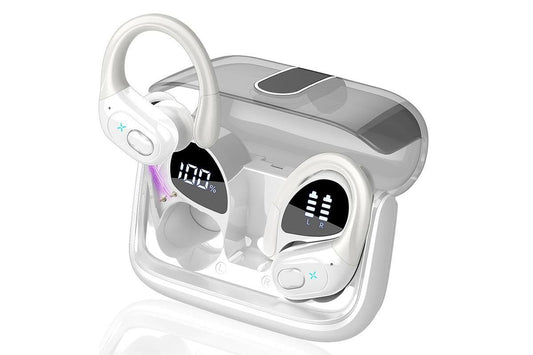 Wireless Bluetooth 5.4 Headphone Over Ear Bud IPX5 Waterproof Earphone for Sport Running - White